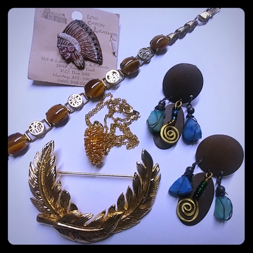 Vintage Jewelry Pin, Earring, Necklace, Bracelet Lot